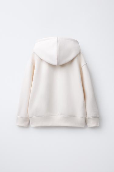PLAIN ZIP-UP HOODIE - Ecru by Zara - Image 1