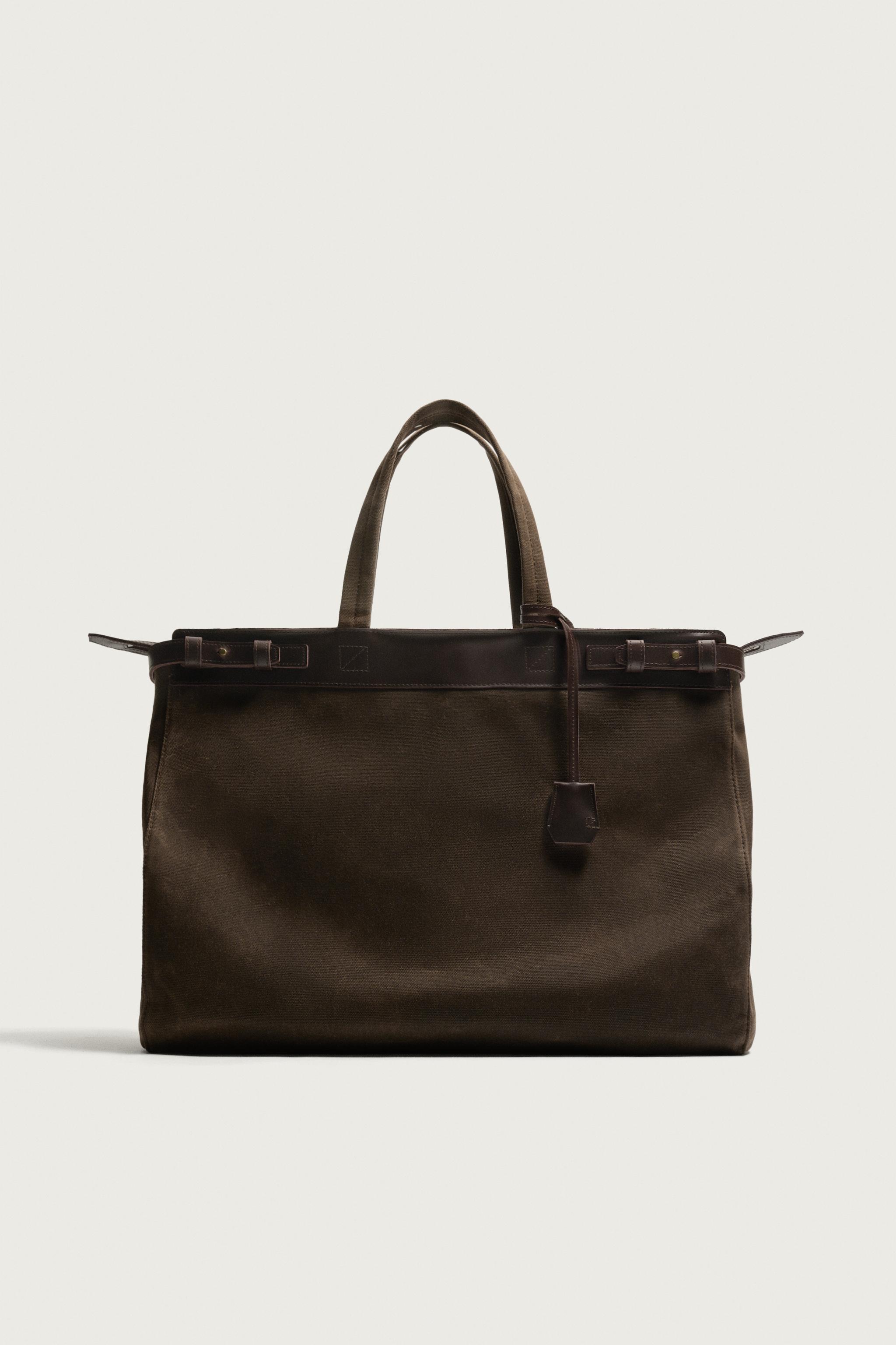 Zara DERİ DETAYLI TOTE ÇANTA görsel 3