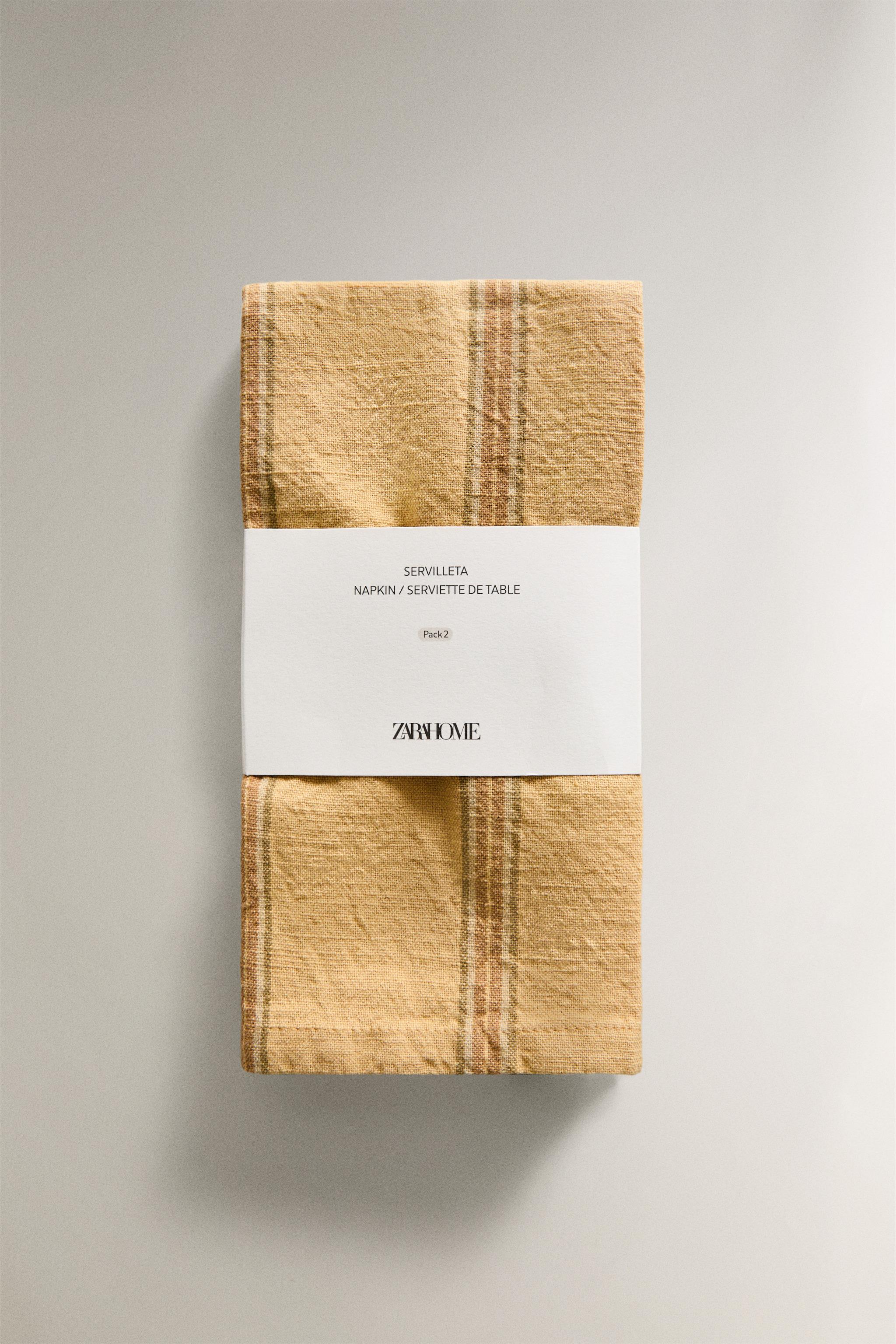 LOT SERVIETTES DE TABLE RAYURES FIL TEINTÉ (LOT DE 2)
