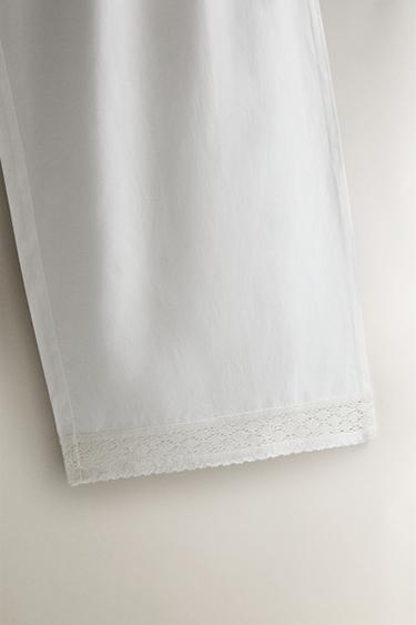 COTTON TROUSERS WITH LACE TRIM - White by Zara - Image 2