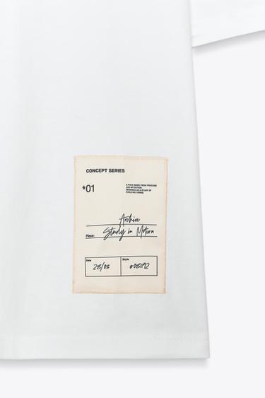 T-SHIRT REGULAR FIT ÉTIQUETTE - Blanc de Zara - Image 7