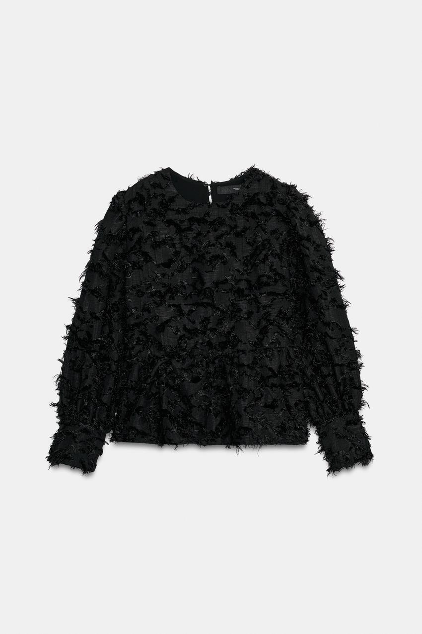 フリンジ加工ブラウス - ブラック | ZARA Japan / 日本