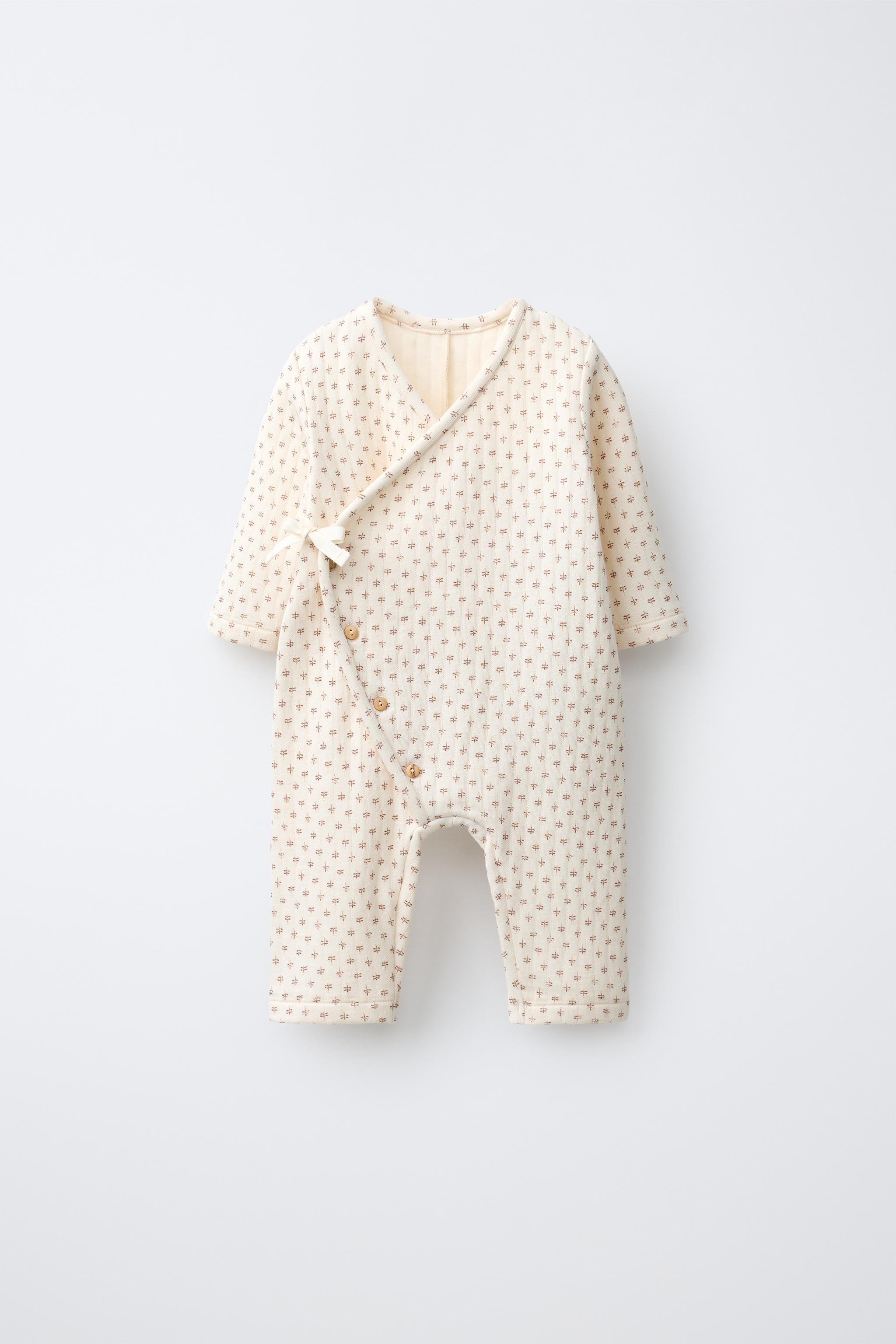 TWIG PRINT WRAP JUMPSUIT — Light ecru