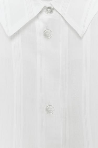 STRIPED COTTON - SILK SHIRT ZW COLLECTION - White by Zara - Image 7