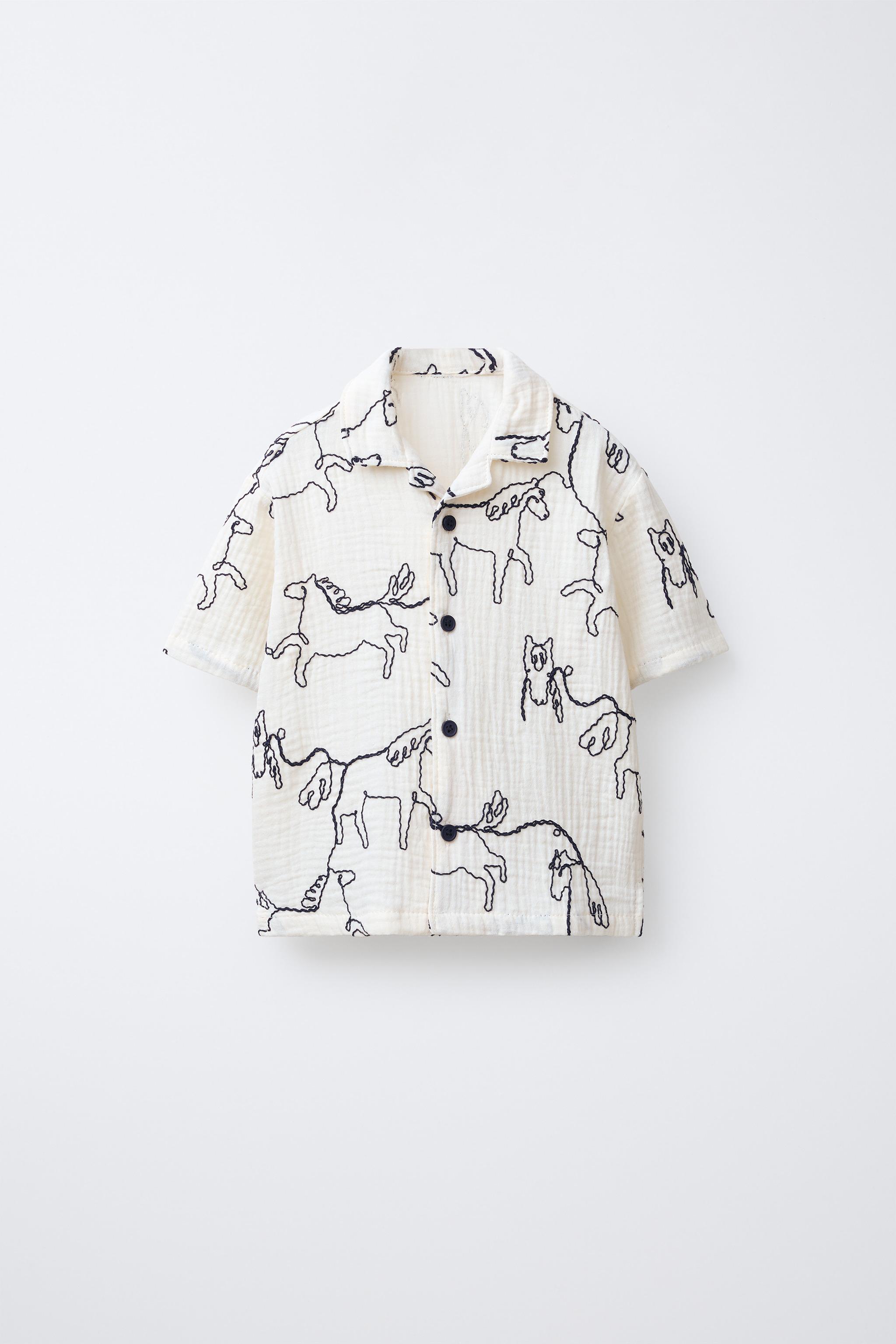 CHEMISE TEXTURÉE À IMPRIMÉ CHEVAUX EN RELIEF