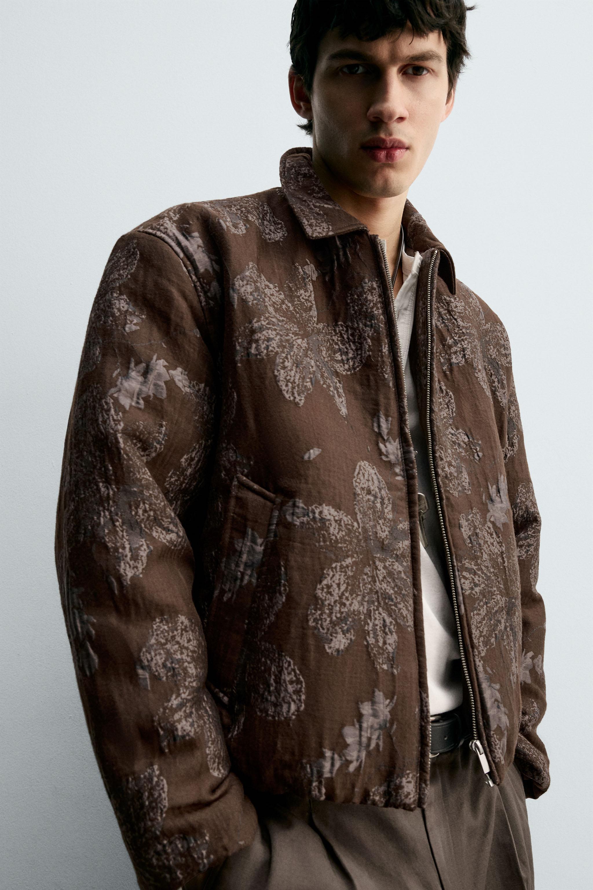 FLORAL JACQUARD JACKET - Chocolate | ZARA United States