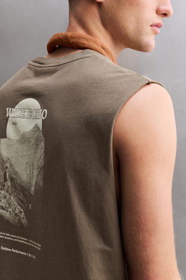 CONTRAST PRINT TANK TOP - washed green by Zara - Image 5