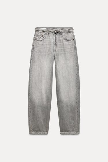 MID-RISE TAILORED BALLOON JEANS - Mid-grey by Zara - Image 0