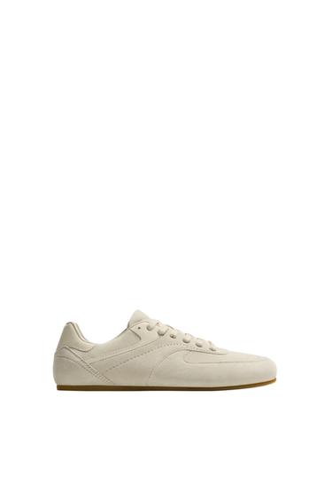 Zara LEATHER SNEAKERS - Bone White