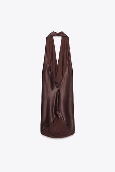 TOP HALTER ZW COLLECTION - Bordeaux de Zara - Image 5