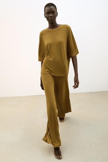 FLOWING PALAZZO TROUSERS - Ochre by Zara - Image 0