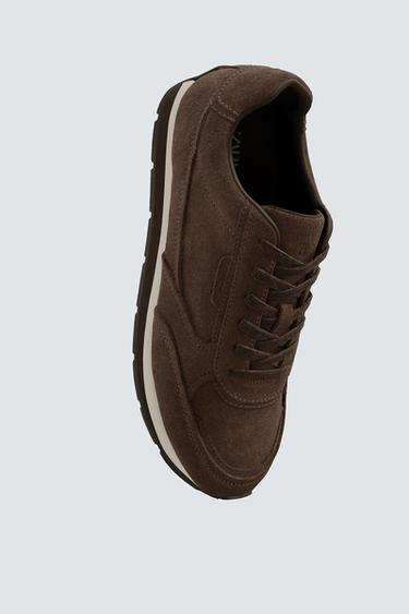 CASUAL LEATHER TRAINERS - Brown by Zara - Image 3