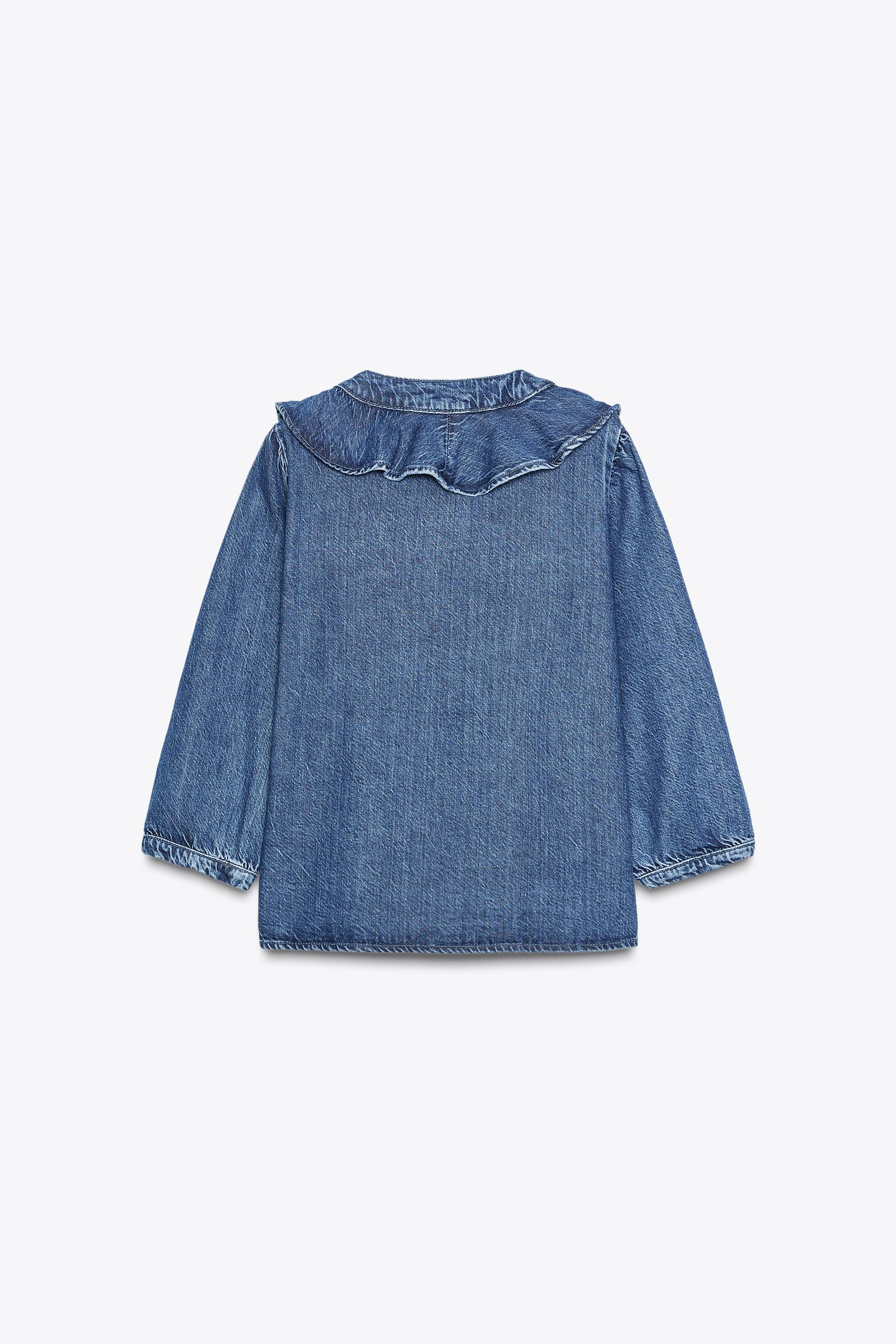 A3 早めに！ Z1975 デニムフリルシャツ - ミディアムブルー | ZARA Japan / 日本