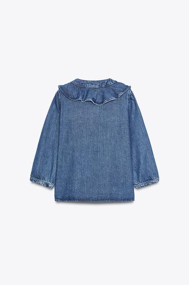 Z1975 DENIM RUFFLE SHIRT - Mid-blue by Zara - Image 1
