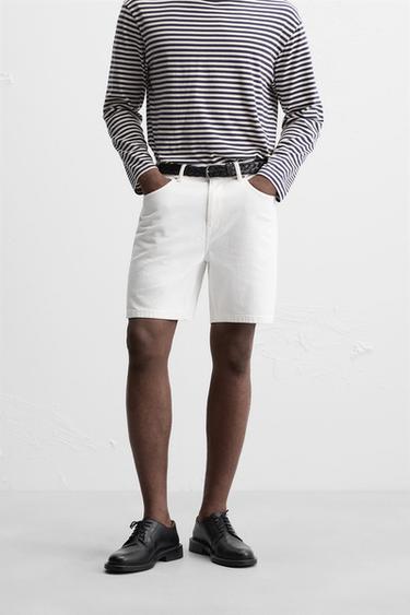 Zara REGULAR FIT DENIM SHORTS - White