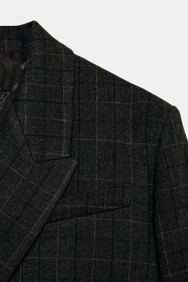 OVERSIZE CROPPED CHECK BLAZER - Grey marl by Zara - Image 7