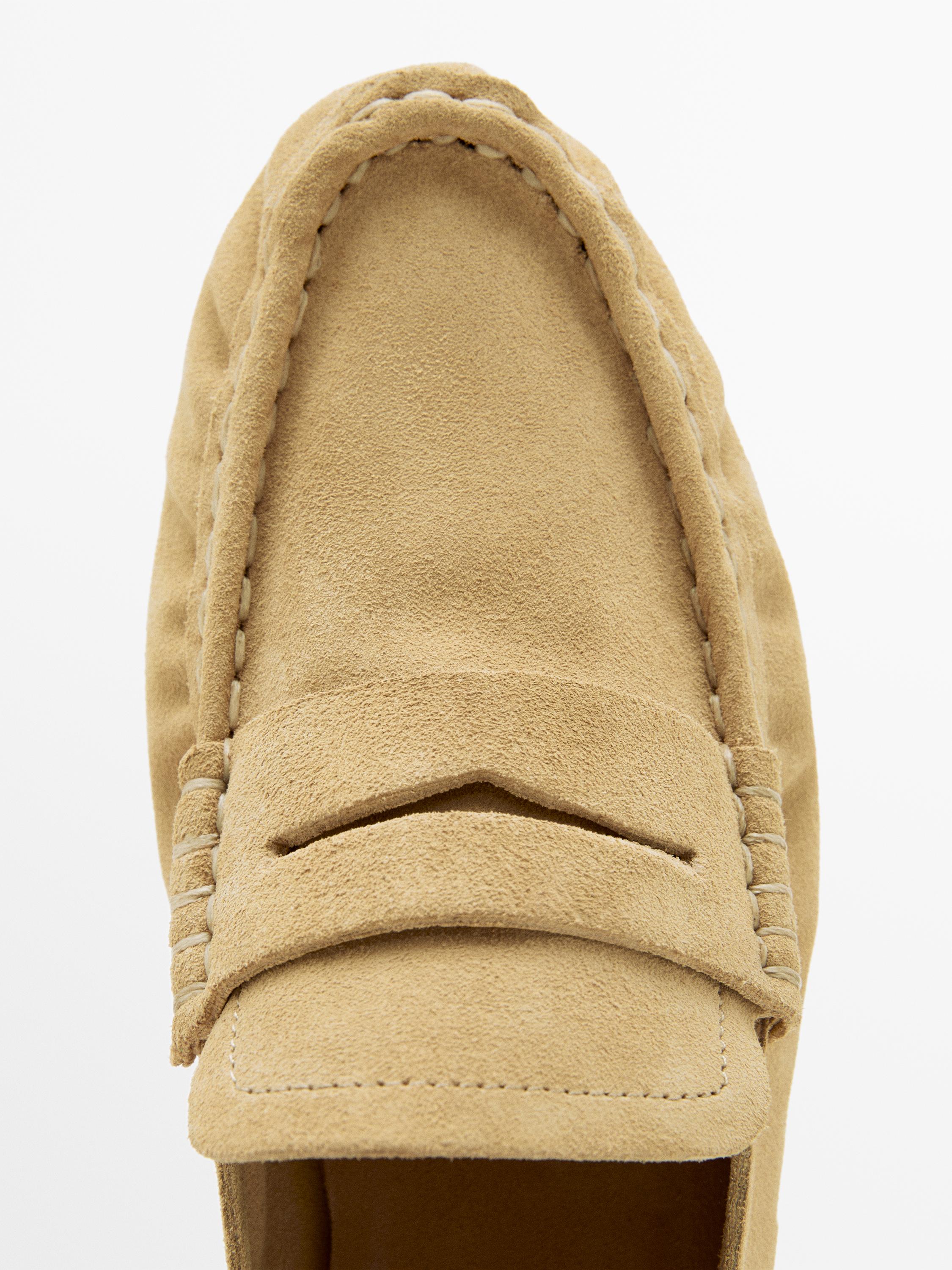 Soft split leather loafers