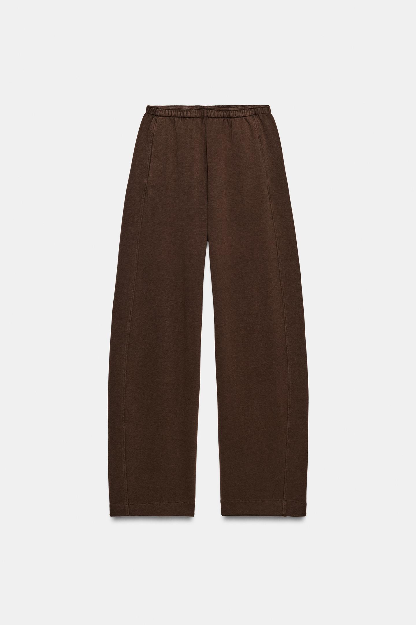 Женские брюки Zara Washed Interlock, цвет: Коричневый — фото 5