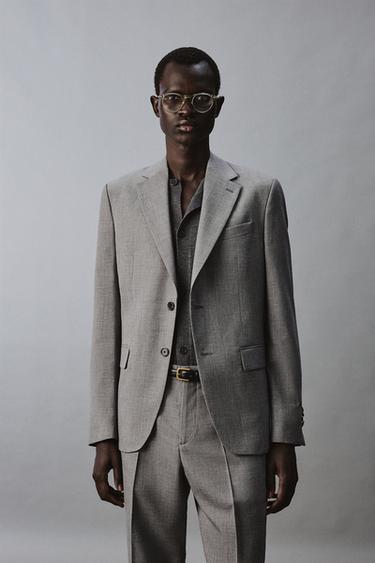 SLIM FIT TEXTURED SUIT BLAZER - Grey by Zara