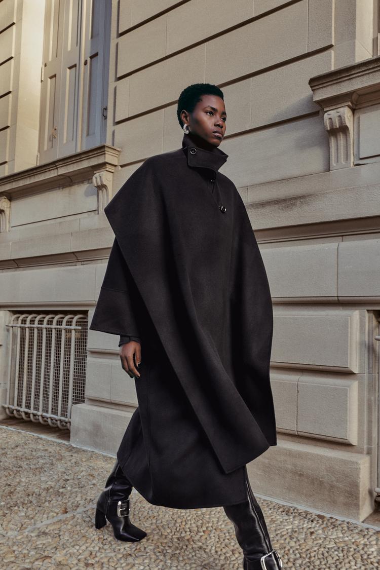 Zara Knit Cape Coat Cape Mantel Zara Poncho Mantel Zara KNIT CAPE