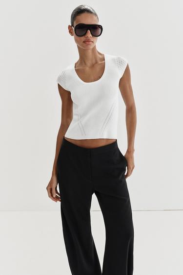 CONTRAST KNIT TOP - White by Zara