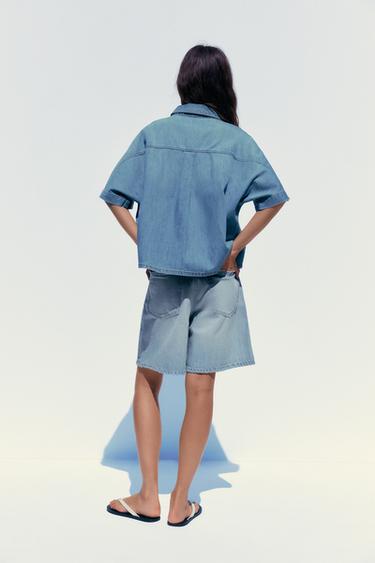 TRF DENIM SHIRT - Blue by Zara - Image 4