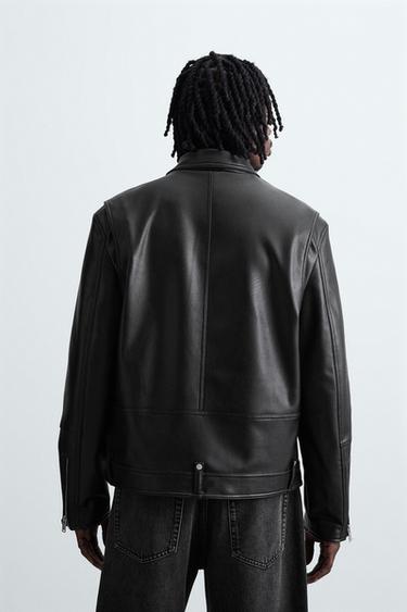 LEATHER EFFECT BIKER JACKET - Black by Zara - Image 2