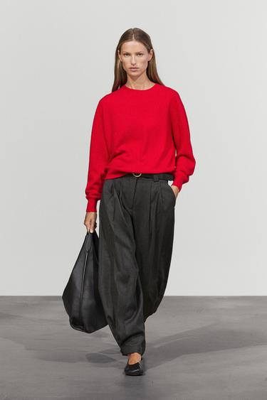 100% cashmere long sleeve sweater — Red 1
