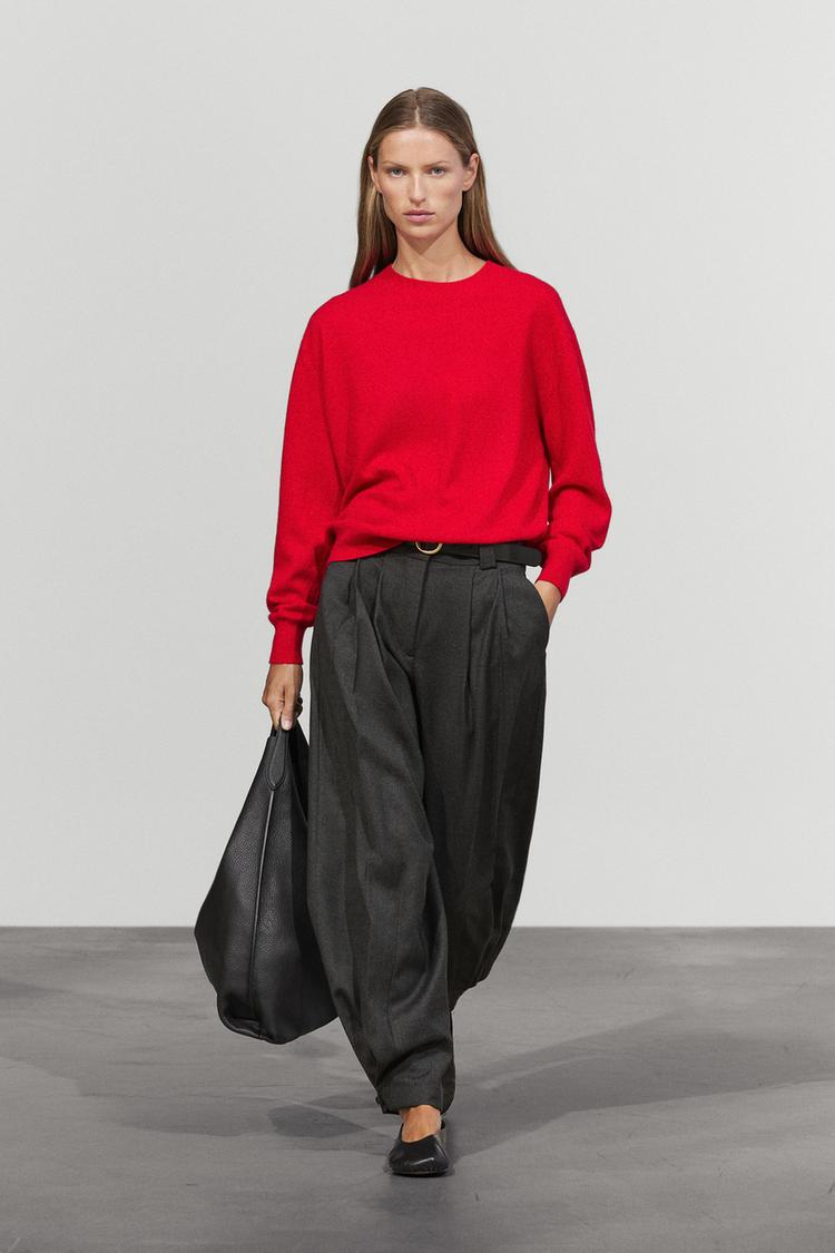 100% cashmere long sleeve sweater — Red