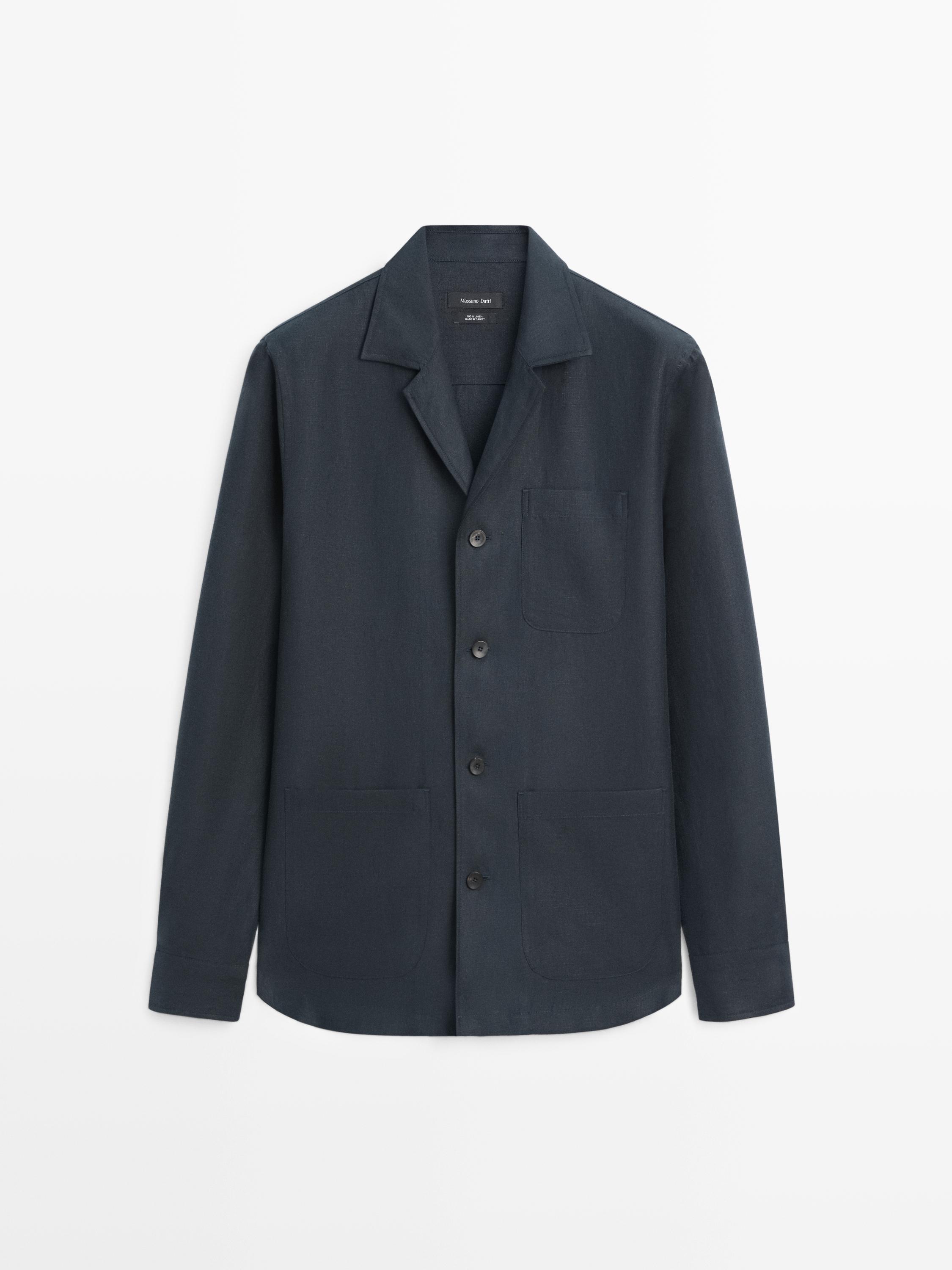 Linen overshirt with pocket details