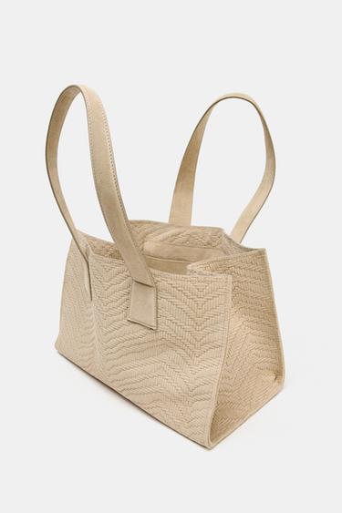 BRAIDED SUEDE SHOPPER BAG - SAND/BROWN by Zara - Image 5