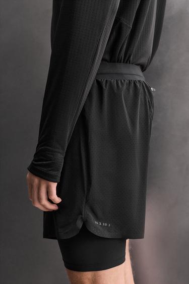 Zara 2-IN-1 RUNNING SHORTS - Black