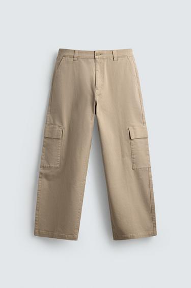 RELAXED FIT CARGO TROUSERS - Sand by Zara