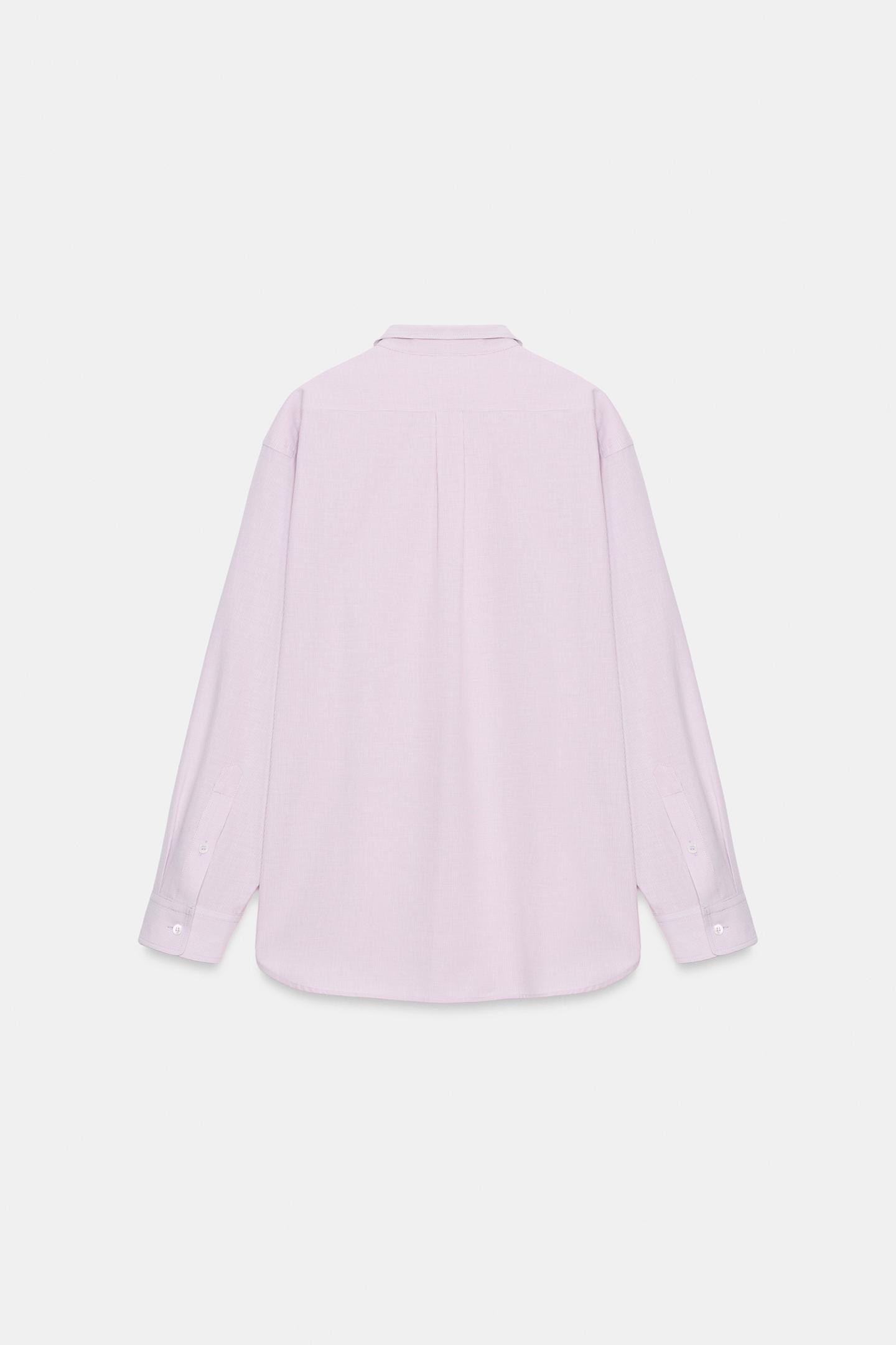 Женская рубашка Zara ZW Collection Striped, цвет: Розовато-лиловый — фото 9