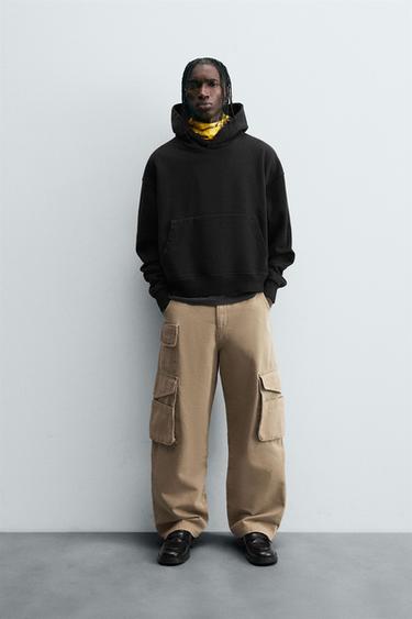 Zara RELAXED FIT CARGO PANTS - taupe brown