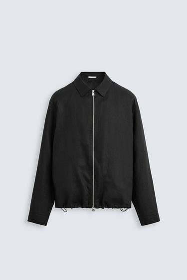 CAMISA LARGA 100% LINHO - Preto da Zara