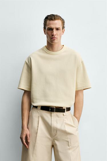 SUDADERA RELAXED FIT MANGA CORTA - Amarillo medio de Zara