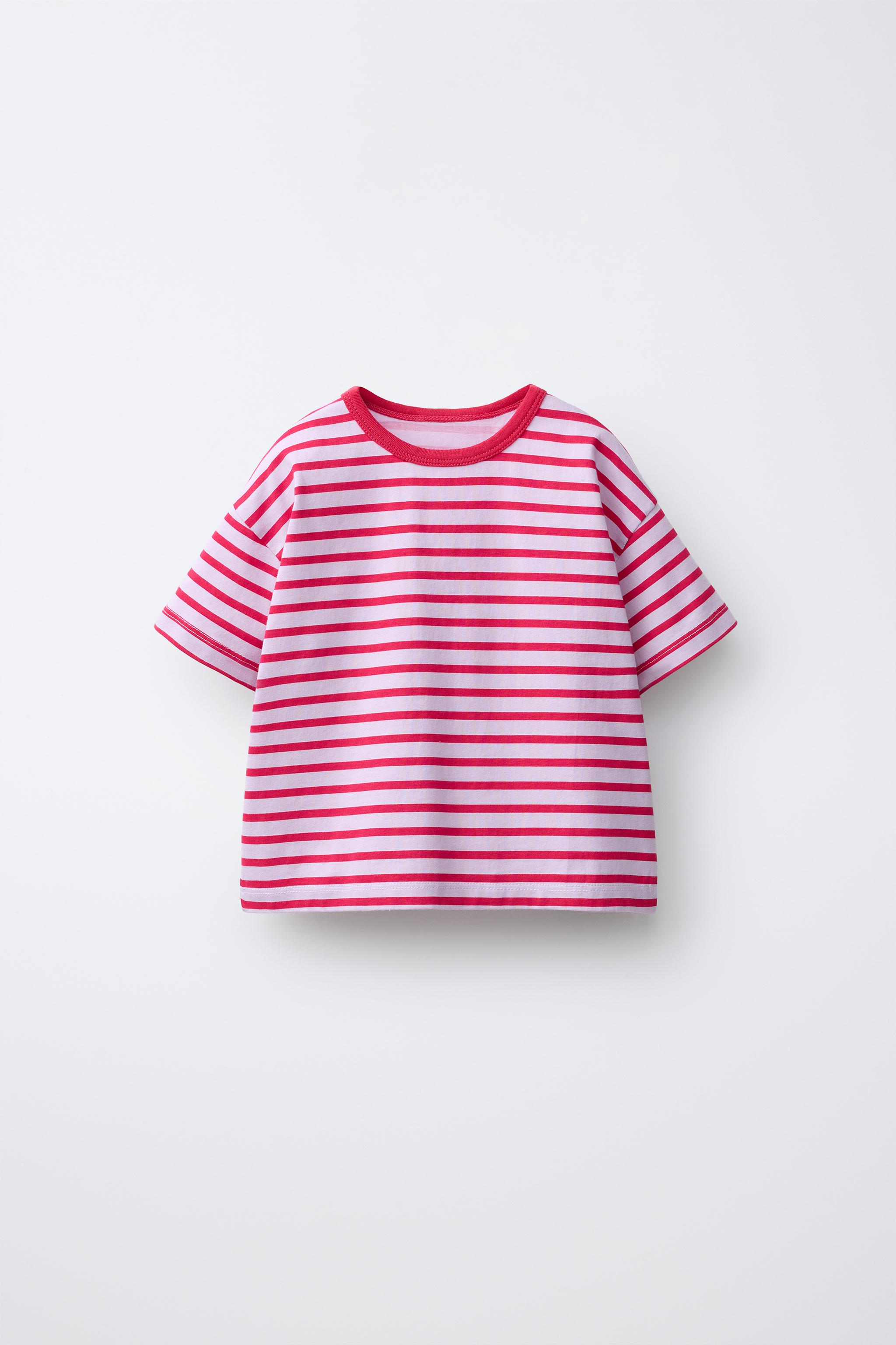 STRIPED T-SHIRT - Red | ZARA United Kingdom