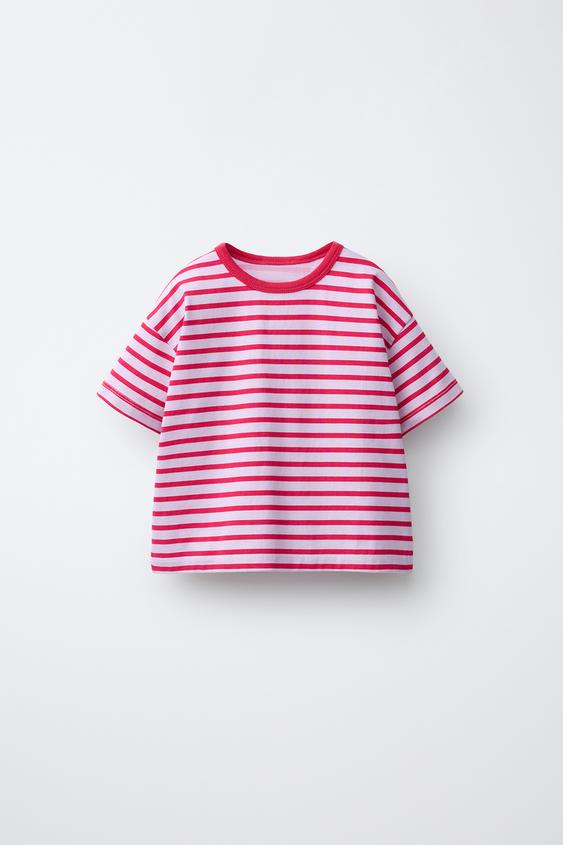 CAMISETA RAYAS - Rojo de Zara - Imagen 0