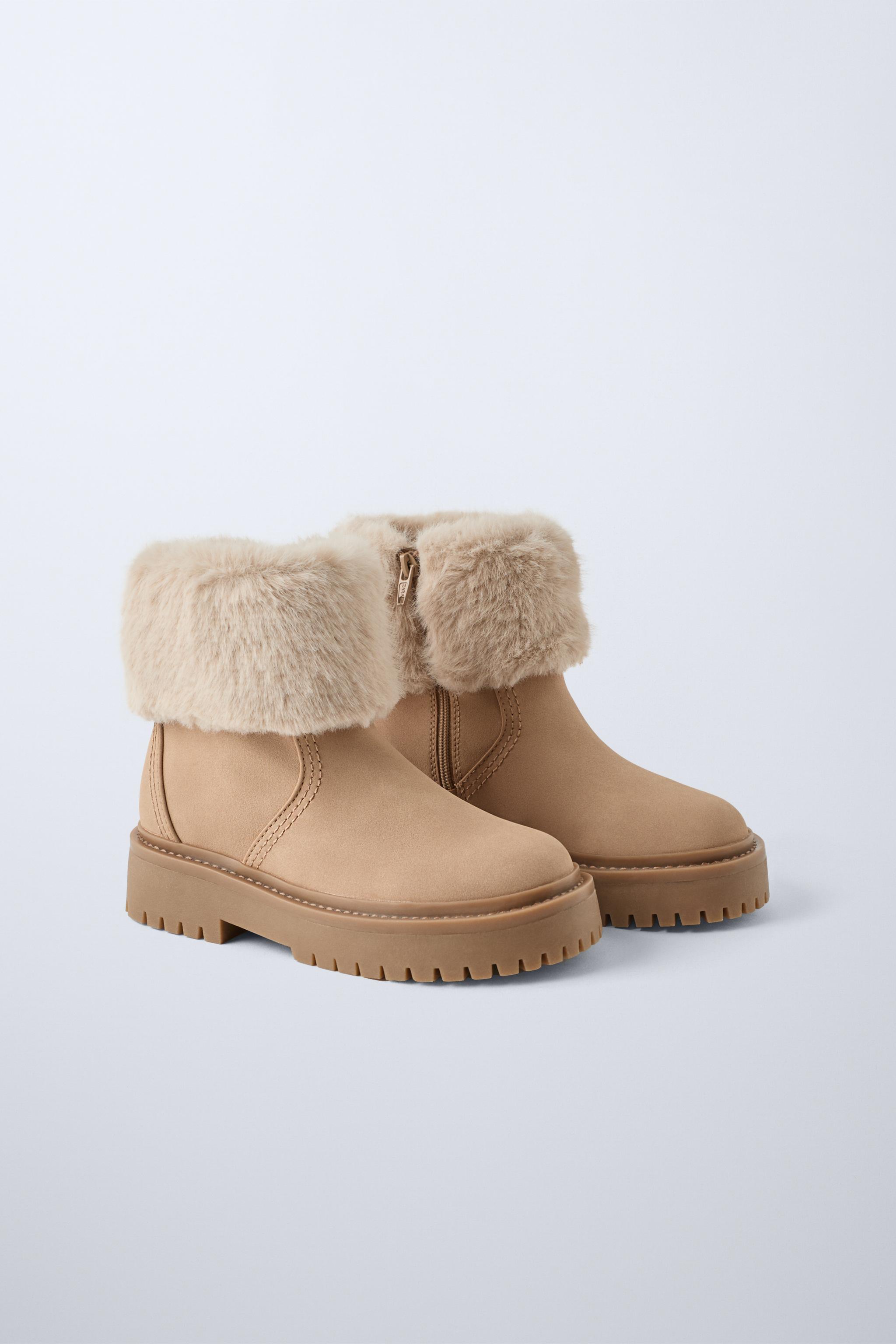フェイクファー折り返し入りブーツ - ベージュ | ZARA Japan / 日本