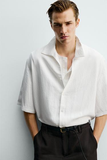 CHEMISE BOXY FIT JACQUARD RAYURES - Blanc de Zara - Image 4