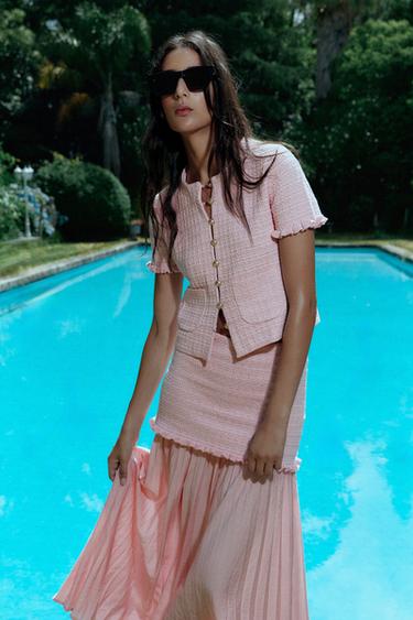 COMBINED KNIT SKIRT - Pink by Zara