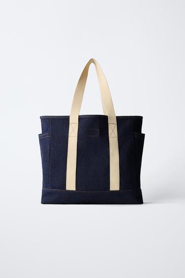 SAC SHOPPER EN DENIM - Bleu de Zara - Image 4
