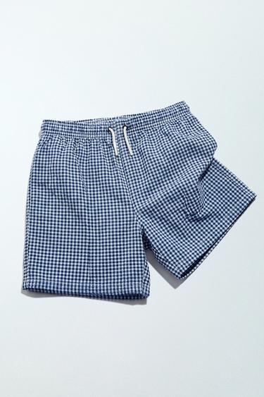 6-14 YEARS / GINGHAM SWIM SHORTS - Blue by Zara