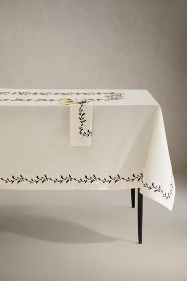 TOVAGLIA COTONE BACCHE NATALE - Verde di Zara - Immagine 0
