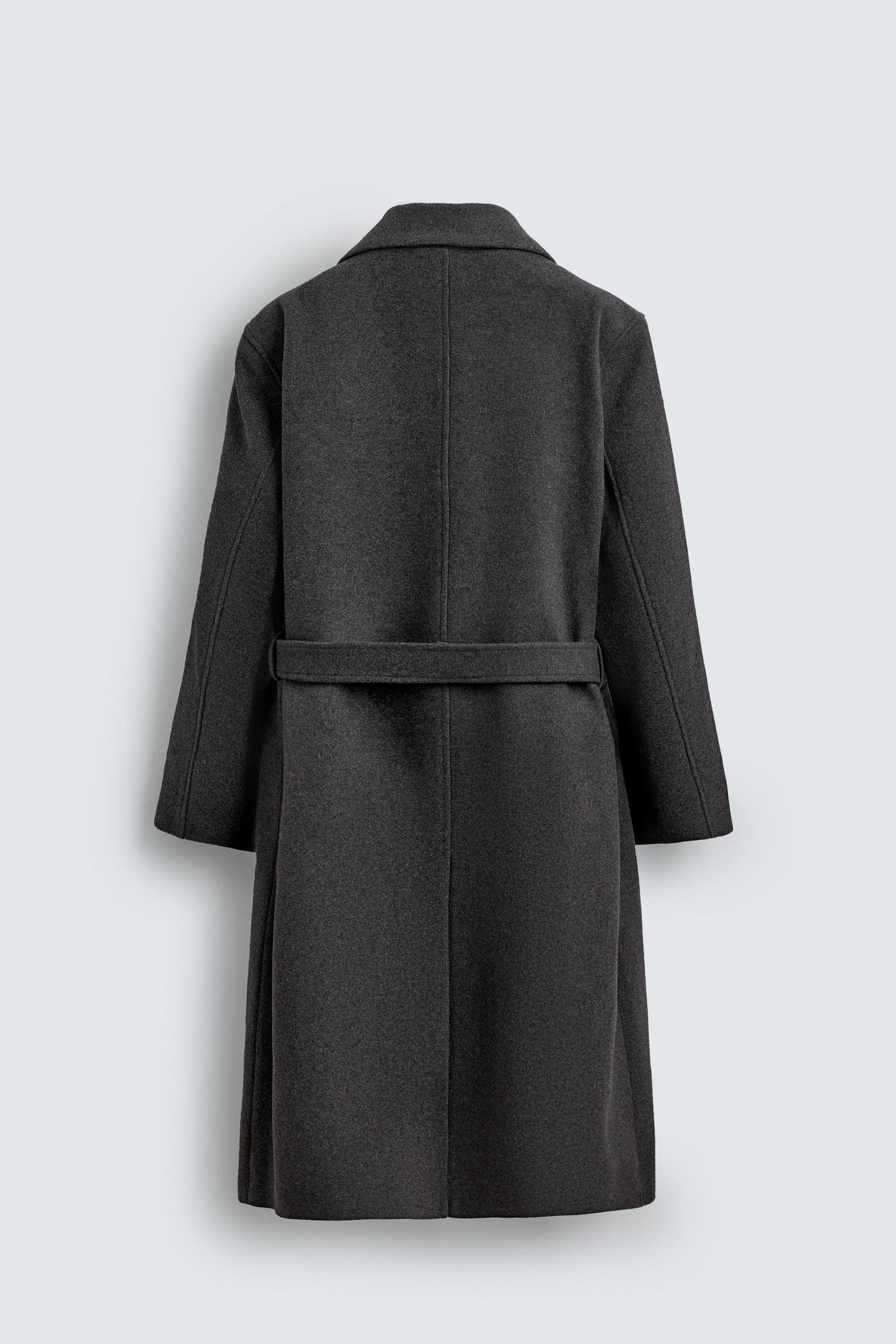 MANTEAU CROISÉ AVEC LAINE ET CEINTURE