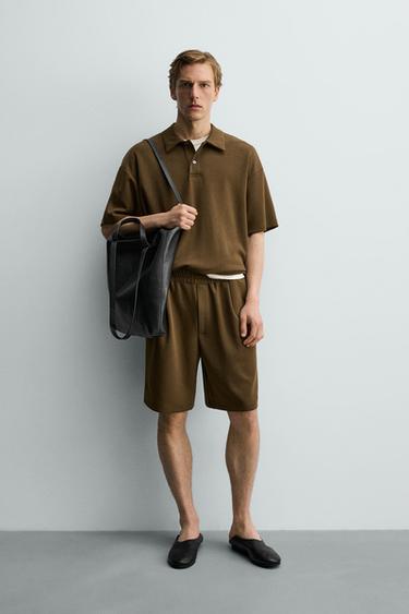 RELAXED FIT SOFT PLEATED BERMUDA SHORTS - Brown by Zara - Image 0