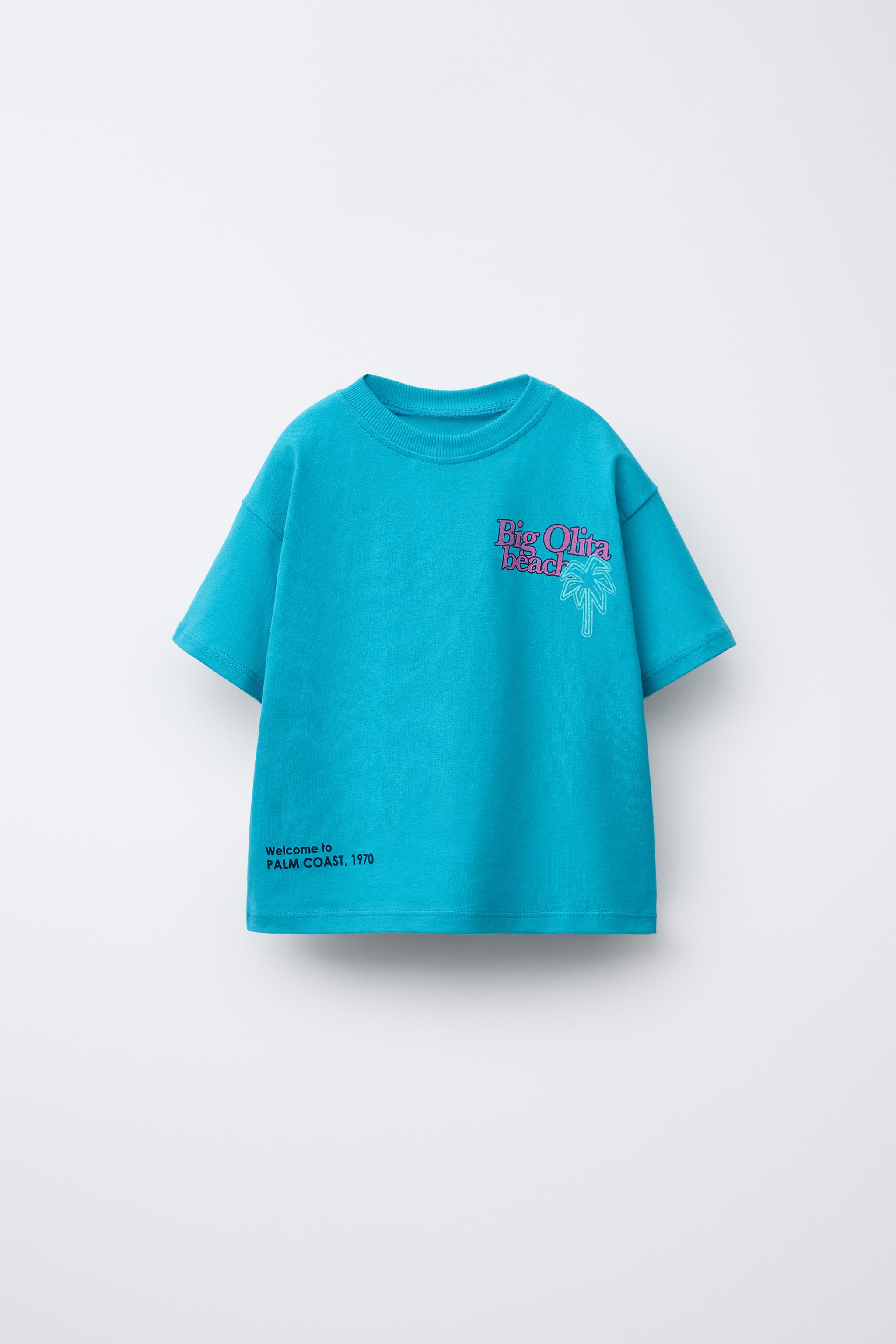 ★ドイツ発*ZARA*新作*WATERCOLOUR グラフィックTシャツ/WS★ テキストプリントTシャツ - 濃青 | ZARA Japan / 日本