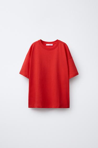 Zara BASIC PLAIN T-SHIRT - Red