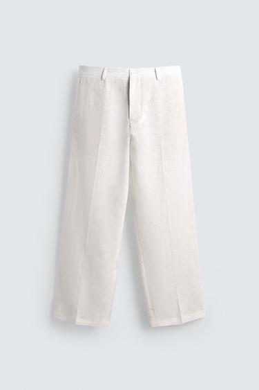 PANTALÓN RELAXED FIT LINO - Blanco de Zara - Imagen 0